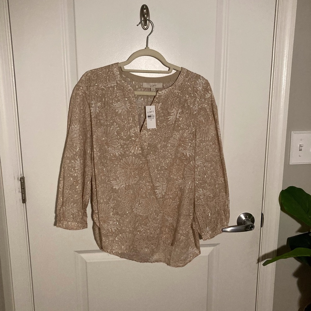Tan Floral Women Top